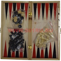 Шахматы и нарды 2-в-1 деревянные 29х29 см 100 шт/кор - фото 96978