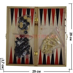 Шахматы и нарды 2-в-1 деревянные 29х29 см 100 шт/кор - фото 96980