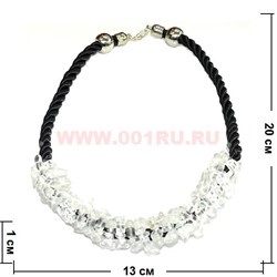 Бусы из натур.камня на кожаном ремешке 45 см горный хрусталь - фото 97120