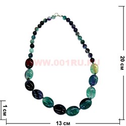 Бусы из натур.агата 45-48 см темно-зеленый цвет - фото 97204