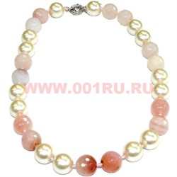 Бусы "Майорка" с натур.агатом 50-52см размер 14 розовый цвет - фото 97209