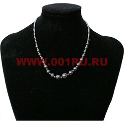 Бусы из гематита на убывание (через бусинку) - фото 97314