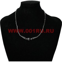 Подвеска из гематита "2 цилиндра, 3 бусины" большая - фото 97429