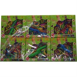 Набор резинок (24 уп) для плетения браслетов Loom Bands с крючком (300 шт), цена за 24 упаковки - фото 97656