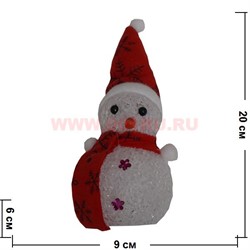 Снеговик светящийся (920) в колпаке 20 см (высота с колпаком) - фото 97732