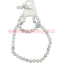Набор 3в1 "Бусы, браслет, серьги" из кахалонга (10 мм) - фото 98205