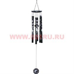 Музыка ветра 6 трубок (7) Инь Ян черная большая (35 см длина большой трубки) - фото 98474