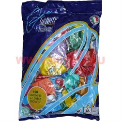 Шарики надувные (GMD90/85) 26 см 100 шт рисунок металлик цвет ассорти - фото 98553