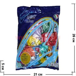 Шарики надувные (GMD90/85) 26 см 100 шт рисунок металлик цвет ассорти - фото 98555