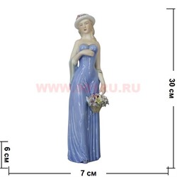 Девушка с корзиной цветов (002) 30 см, фарфор - фото 98917