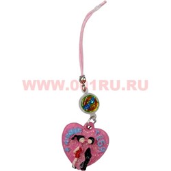 Подвеска на сотовый  (FM-25) "Сердце с парочкой" светящийся цена за 120 штук - фото 99078