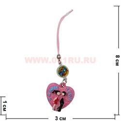 Подвеска на сотовый  (FM-25) "Сердце с парочкой" светящийся цена за 120 штук - фото 99080