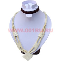 Бусы из кости "ромбик с узорами" (Индия) - фото 99232
