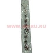 Браслет с камнями серебристый (M-100) узорчатый цена за упаковку из 12шт