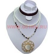 Колье-бусы (H-94) Лунный камень цена за упаковку из 12шт