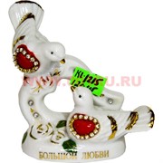 Голуби фарфоровые (KL-1215) цветные со стразами на сердце 120 шт/кор