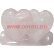 Сердце двойное из розового кварца малое