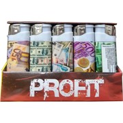 Зажигалка газовая Profit «доллары и евро» 50 шт/уп