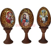 Яйцо деревянное с ликами святых на подставке
