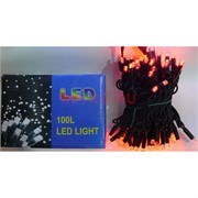 Гирлянда 100 LED ламп 10 м красный свет
