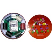 Набор для покера в круглой коробке 120 фишек