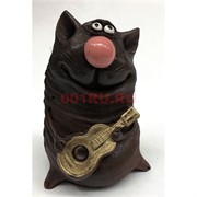 Кошка с гитарой (20) коричневая из полистоуна 9 см