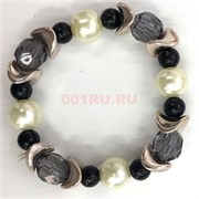 Браслет с черными гранеными бусинами 12 шт/уп