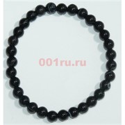Браслет из черного агата круглый 6 мм