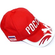 Кепка-бейсболка Россия красно-белая 12 шт/уп