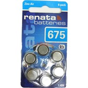 Батарейка 1.45V воздушно-цинковая renata 675 (по 6 шт/уп)