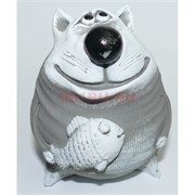 Кошка с рыбой 8 см из мраморной крошки