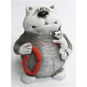Фигурка кошка с сосисками из мраморной крошки