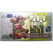 Магнит 200 евро из ПВХ Бык Символ 2021 года