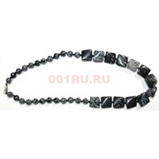 Бусы 36 шт из обсидиана 46 см