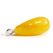 Подвеска кулон из янтаря вытянутая капля желтая 2,2 см