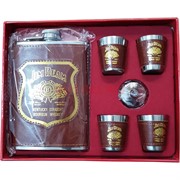 Набор с флягой 8-9 унций «Jim Beam» + 4 стаканчика (D-1708)