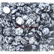 Кабошоны 10x12 овальные из снежного обсидиана
