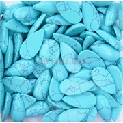 Кабошоны 15x30 капля из голубой бирюзы с прожилками
