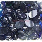 Кабошоны 13x18 из синего стекла граненые