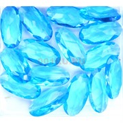 Кабошоны 15x30 овальные граненые из светло-голубого стекла