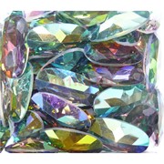 Кабошоны 15x30 овальные граненые из цветного стекла
