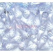 Кабошоны 10x20 граненые капли из белого стекла