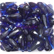 Кабошоны 10x20 граненые капли из синего стекла