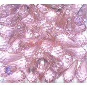 Кабошоны 10x20 граненые капли из розового стекла