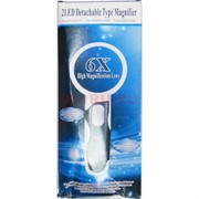 Лупа ручная круглая 6x-65мм с подсветкой (2 LED) 77365B