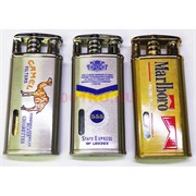 Зажигалка газовая турбо с логотипами металическая