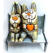 Фигурка зайцы сидящие из шамота