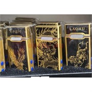 Зажигалка газовая турбо «тигр, дракон, орел, волк» откидная с фонариком