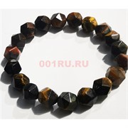 Браслет 10 мм тигровый глаз крупная огранка