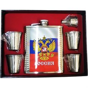 Набор подарочный Россия (D-1902) с флягой 18 унций и 4 стаканчика